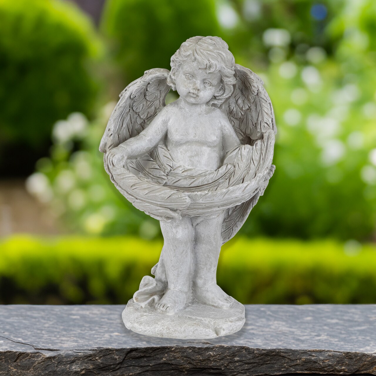 Northlight Cherub Wrapped in Wings Outdoor Garden Statue - 8"